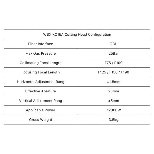 0-2kW WSX KC15 Fiber Laser Cutting Head WSX cutting head
