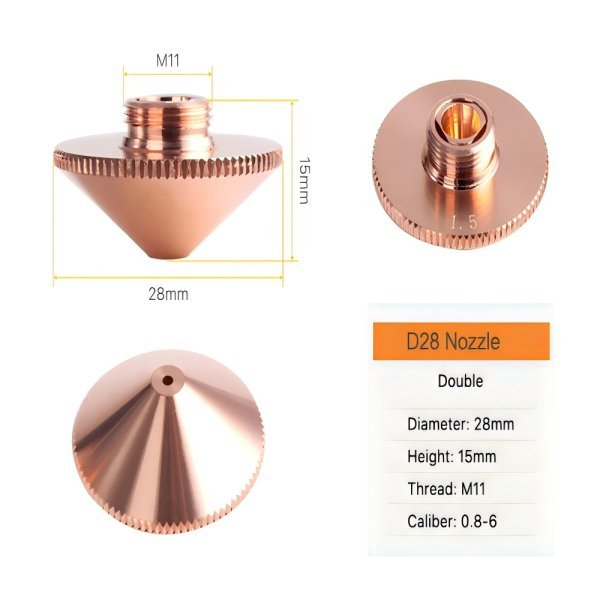Double 3.0mm D28 Series Laser Nozzles Consumables