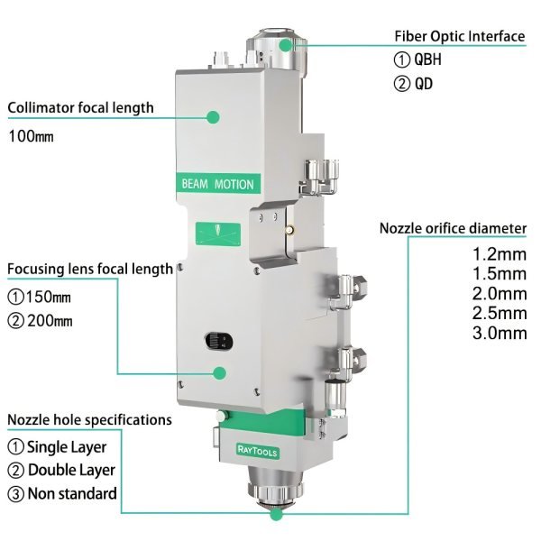 Raytools BM111 0 3 3kW Auto Focusing Fiber Laser Cutting Head 100 200 Raytool cutting head